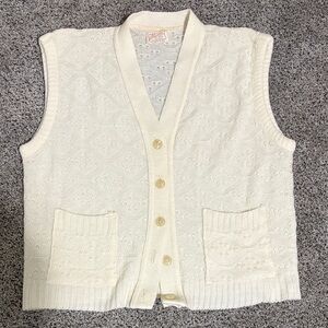 Women's Cream Cardigan Sweater Vest